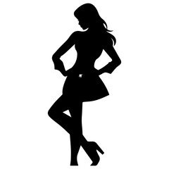 black silhouettes of fashion model girl
