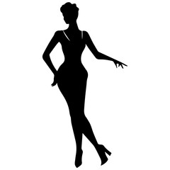 black silhouettes of fashion model girl