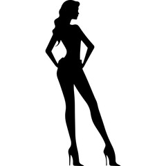 black silhouettes of fashion model girl