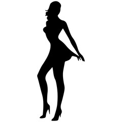 black silhouettes of fashion model girl