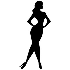 black silhouettes of fashion model girl