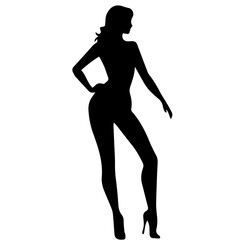 black silhouettes of fashion model girl