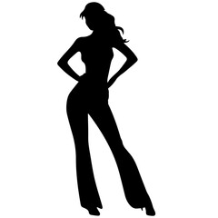 black silhouettes of fashion model girl