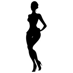black silhouettes of fashion model girl