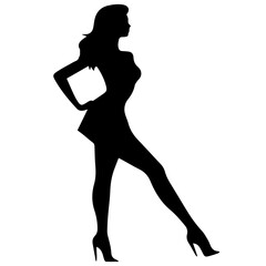 Fototapeta premium black silhouettes of fashion model girl