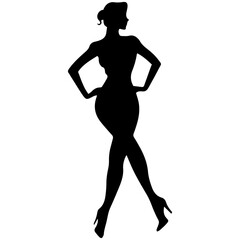 black silhouettes of fashion model girl