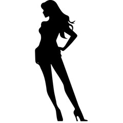 black silhouettes of fashion model girl