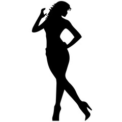 Fototapeta premium black silhouettes of fashion model girl