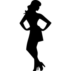 black silhouettes of fashion model girl