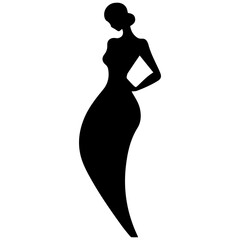 black silhouettes of fashion model girl