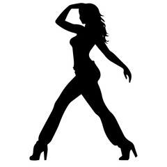 black silhouettes of fashion model girl