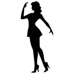 black silhouettes of fashion model girl