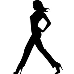 black silhouettes of fashion model girl