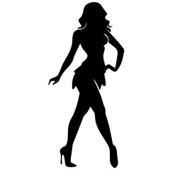 black silhouettes of fashion model girl