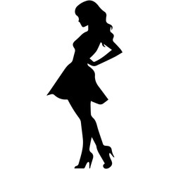 black silhouettes of fashion model girl