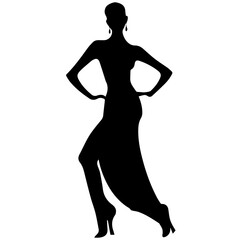black silhouettes of fashion model girl