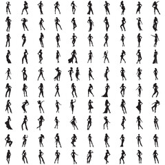 black silhouettes of fashion model girl