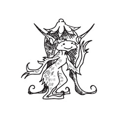 Handdrawn magic creature, Magic animal drawing