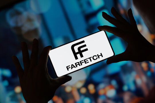 September 11, 2023, Brazil. In this photo illustration, the Farfetch logo is displayed on a smartphone screen.
