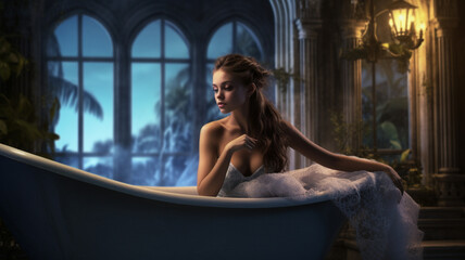 Obraz na płótnie Canvas young woman in the bath.