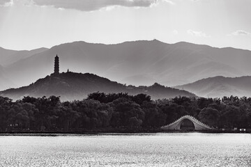 View of the Jade Belt Bridge in the Summer Palace, Beijing