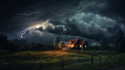 lightning in a dark sky - obrazy, fototapety, plakaty