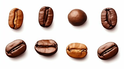 Coffee Bean Set Isolated on White. Generative ai