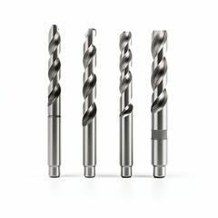 Collection of Metal Drills Isolated on White. Generative ai