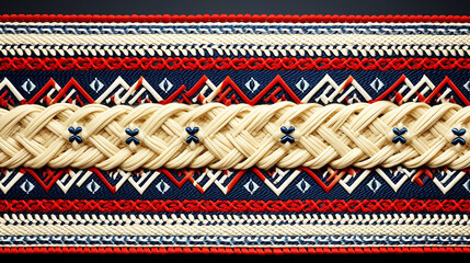 knitted pattern in the form of zigzags is crocheted with threads of muted tones. African style. - obrazy, fototapety, plakaty