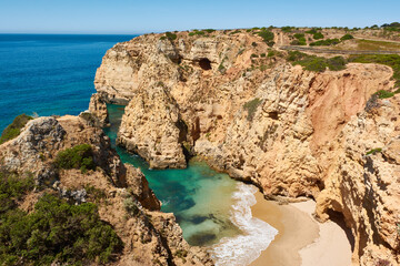 Beautiful secluded beach Praia do Barranco do Martinho in Sagres. Algarve, Portugal