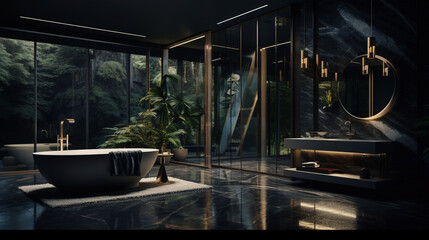 luxury, interior design, bathroom, dark,
