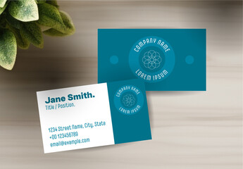 Fototapeta na wymiar Simple Blue Small Company Business Card