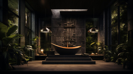 luxury, interior design, bathroom, dark,