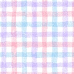 Pink Purple Blue Gingham Check Hand Drawn Background