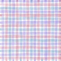 Pink Purple Blue Gingham Check Hand Drawn Background