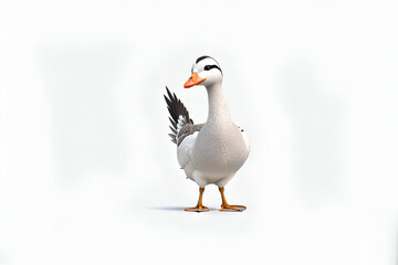 3D animation character style standing bar-headed goose portrait isolated on empty white background - Generative AI