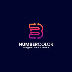 Vector Logo Illustration Number 3 Gradient Colorful Style