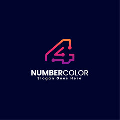 Vector Logo Illustration Number 4 Gradient Colorful Style