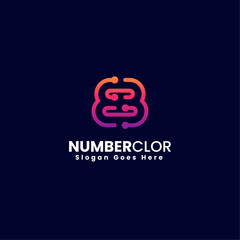 Vector Logo Illustration Number 8 Gradient Colorful Style