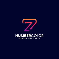 Vector Logo Illustration Number 7 Gradient Colorful Style