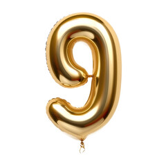 Number 9 made from balloon for Happy birthday , Isolated On Transparent, PNG