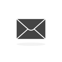 Email envelope black icon. Mail symbol. Vector illustration isolated on white background.