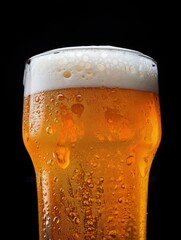 fresh crisp beer in a glass. Generative AI
