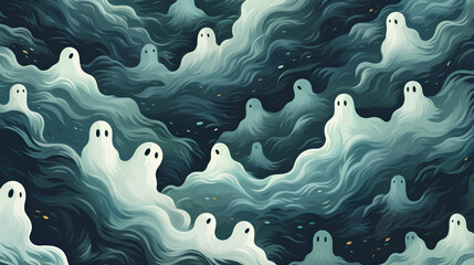 Fototapeta na wymiar Illustrated ghost backgrounds. Backgrounds for Halloween. Illustrated ghost patterns.