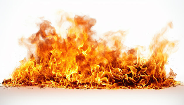 Primer plano de una hoguera ardiente. Ai generado.
Llamas y fuego aislados sobre fondo blanco.