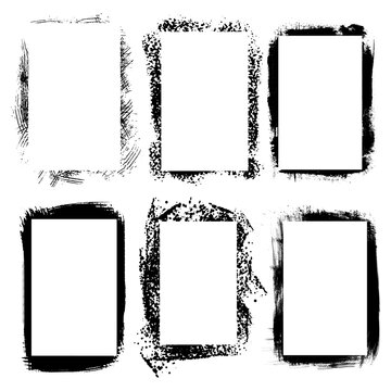 grunge brushstroke frame set. vector illustration