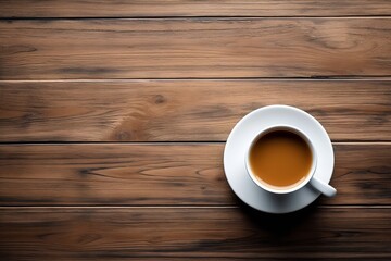 top view wood table and coffee cup study mockup background