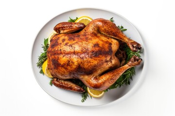 Roast Turkey for Thanksgiving Isolated on a White Background