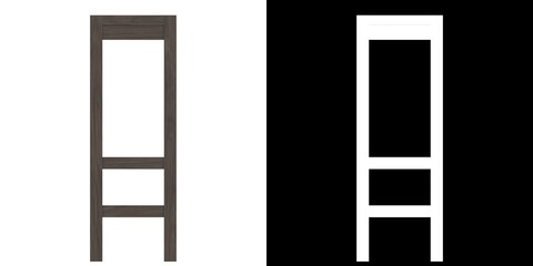3D rendering illustration of a wooden high stool
