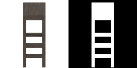 3D rendering illustration of a wooden high stool
